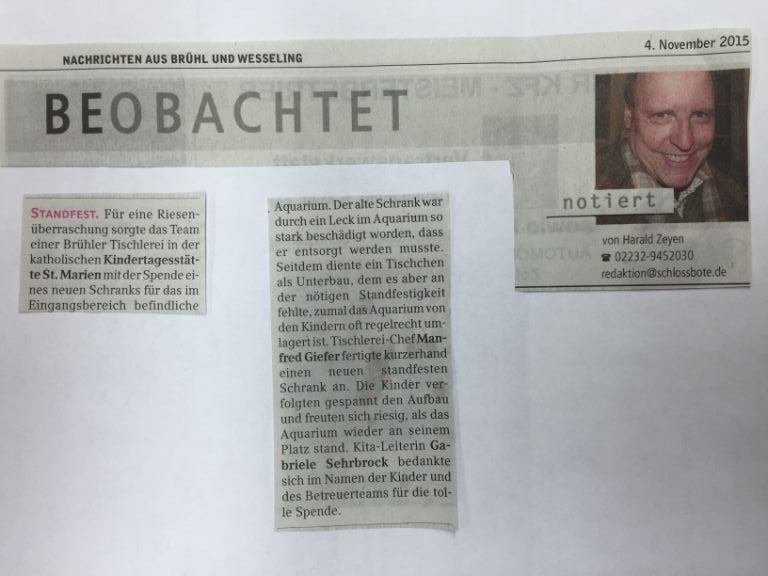 Aquarium wieder standfest: Schrank für die Kita St. Marien, Bild 3