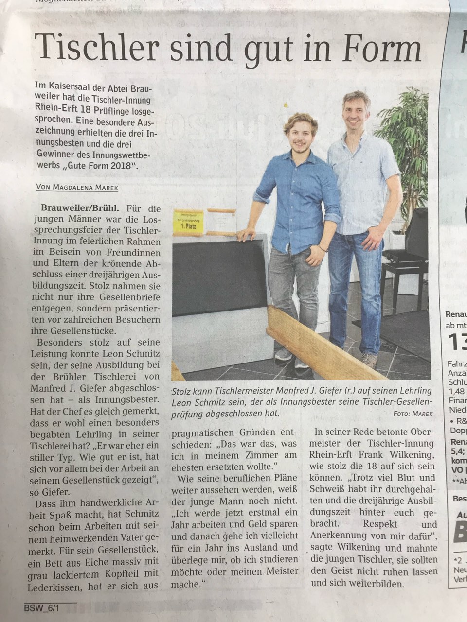 Gesellenstück Bett mit Lederkopfteil von Leon Schmitz, Bild 10
